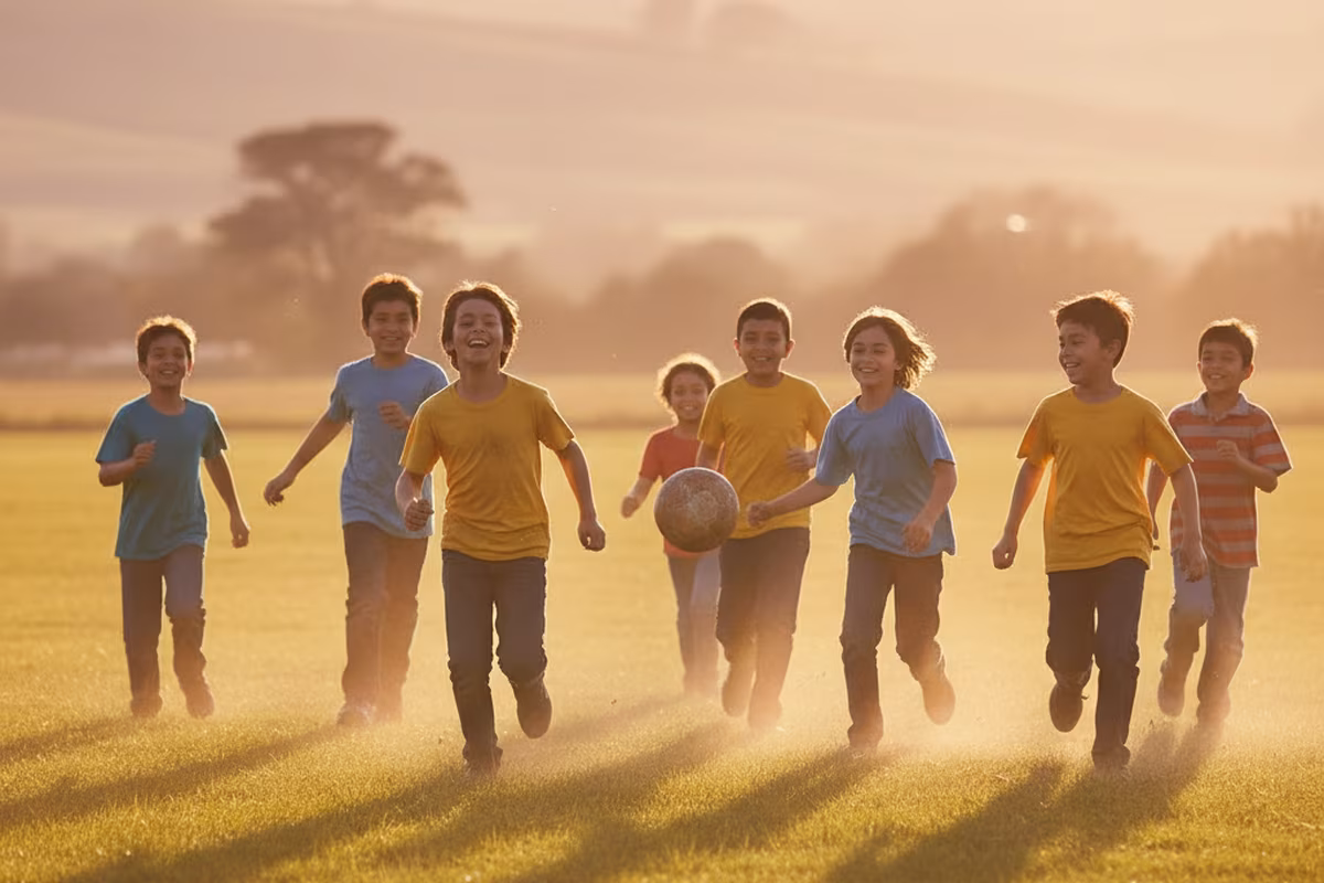 Kinder beim Training im Sommer